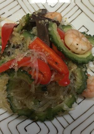 エビと夏野菜と春雨のヘルシー炒め-レシピのメイン写真
