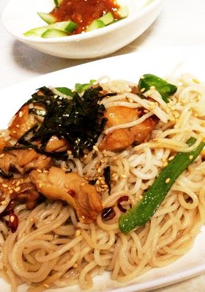 そばDE焼き鳥ペペロンチーノ-レシピのメイン写真