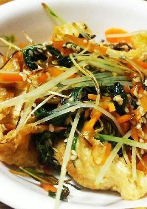 副菜に☆水菜と人参と油揚げのゴマ炒め-レシピのメイン写真
