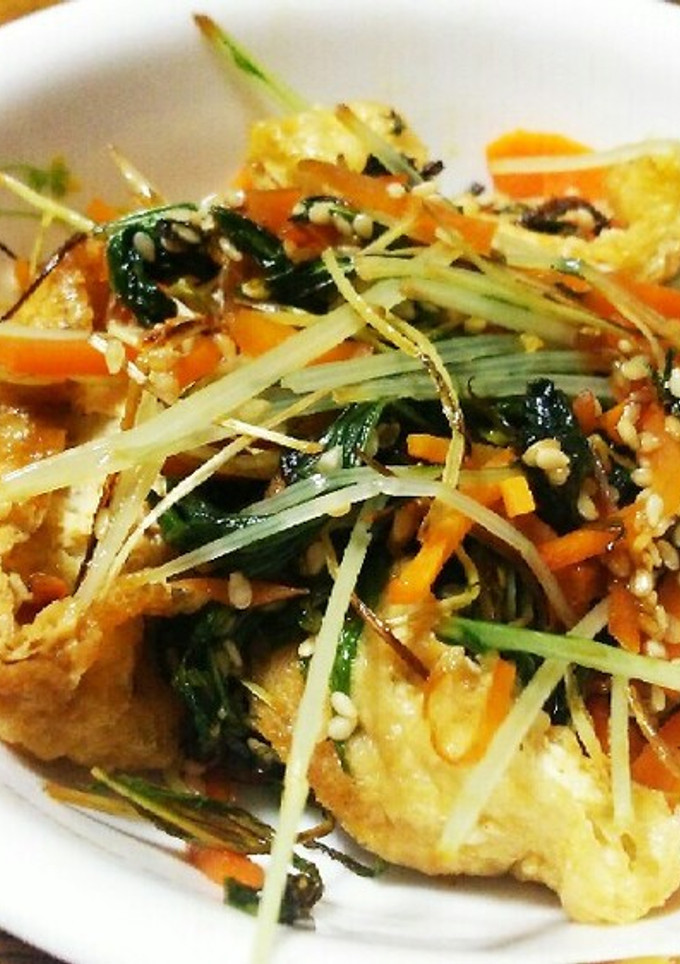 副菜に☆水菜と人参と油揚げのゴマ炒め-レシピのメイン写真