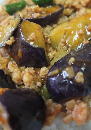 鶏ひき肉でもおいしいマーボーナス丼-レシピのメイン写真