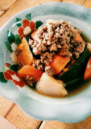 かぼちゃと人参と蒟蒻の煮物-レシピのメイン写真