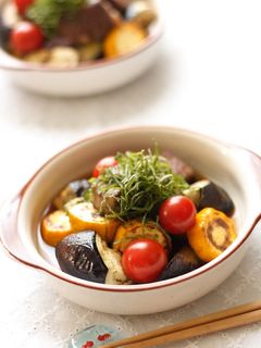サイコロステーキと夏野菜の焼き浸し-レシピのメイン写真