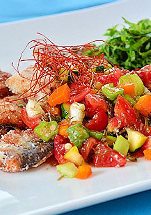サンマの唐揚げ・塩麹入り彩り野菜ソース-レシピのメイン写真