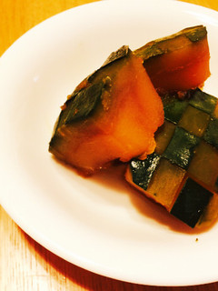 格子柄のかぼちゃの煮物-レシピのメイン写真