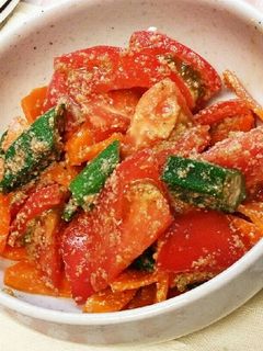にんじんとトマトとオクラのごま和え-レシピのメイン写真