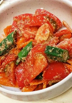 にんじんとトマトとオクラのごま和え-レシピのメイン写真