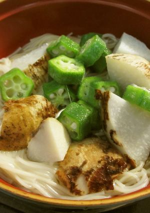 里芋とおくらの煮麺　素麺消費簡単に♡-レシピのメイン写真