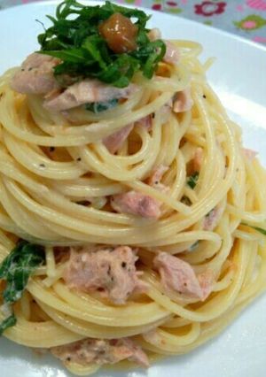 ツナと梅肉と大葉の手間なし冷製パスタ-レシピのメイン写真