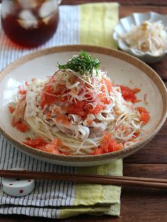 氷トマトの豚しゃぶそうめん-レシピのメイン写真