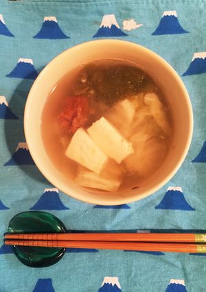 女性必見！白菜の漬物と梅とろろ昆布スープ-レシピのメイン写真