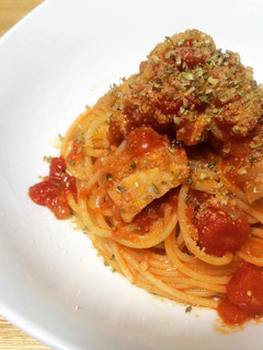 ボリュームでシンプル!豚肉トマトパスタ-レシピのメイン写真
