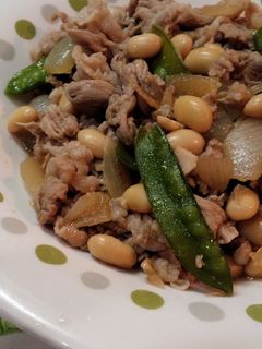 絹さやと大豆の♪豚肉さっぱり炒め-レシピのメイン写真