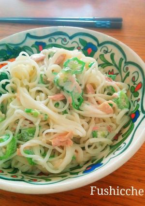 オクラとツナのマヨ和えそうめん-レシピのメイン写真