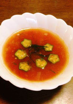 夏のさっぱりトマトとオクラスープ-レシピのメイン写真