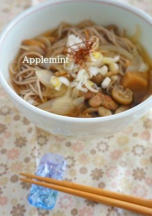 やきとり（缶）でピリ辛きのこ鶏南蛮そば-レシピのメイン写真
