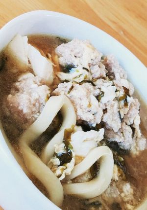 残った鶏ガラスープで肉団子うどん-レシピのメイン写真