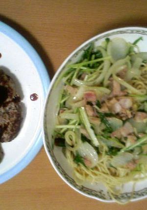 水菜でパスタ-レシピのメイン写真