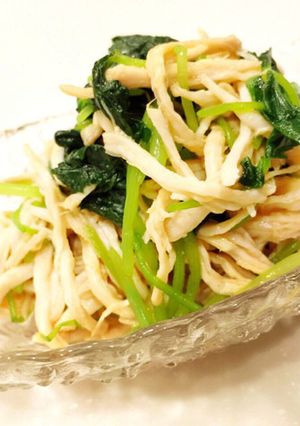 ふわっ鶏むね肉＆三つ葉♡わさび醤油お浸し-レシピのメイン写真