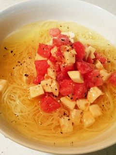 トマトスープで食べる☆冷製パスタ♪-レシピのメイン写真