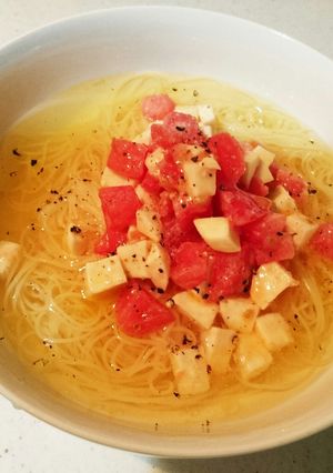 トマトスープで食べる☆冷製パスタ♪-レシピのメイン写真