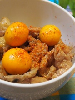 ほったらかし♪鶏モツでピリ辛♡スタミナ丼-レシピのメイン写真