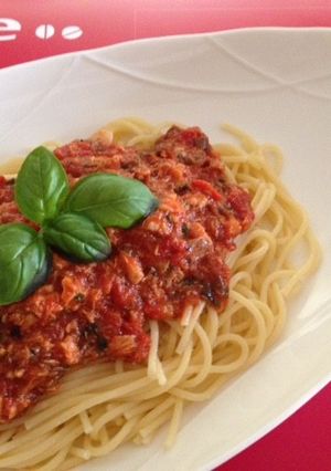 サバ缶とトマトのパスタ-レシピのメイン写真