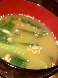 ほうれん草と納豆のピリ辛味噌汁(^^♪-レシピのメイン写真