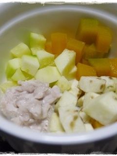 離乳食完了期 豚肉と蒸し野菜の蒸し物-レシピのメイン写真