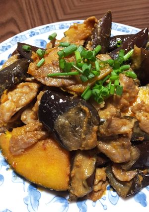 豚肉となすとかぼちゃの味噌ネーズ炒め-レシピのメイン写真