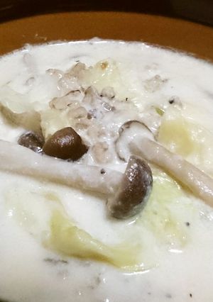 キャベツとひき肉の豆乳スープ-レシピのメイン写真