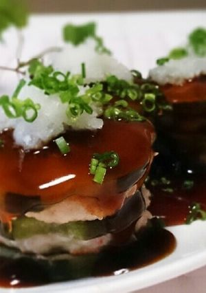 茄子と海老のミルフィーユ甘酢あんかけ-レシピのメイン写真