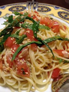 さっぱりトマトと大葉の冷製パスタ-レシピのメイン写真