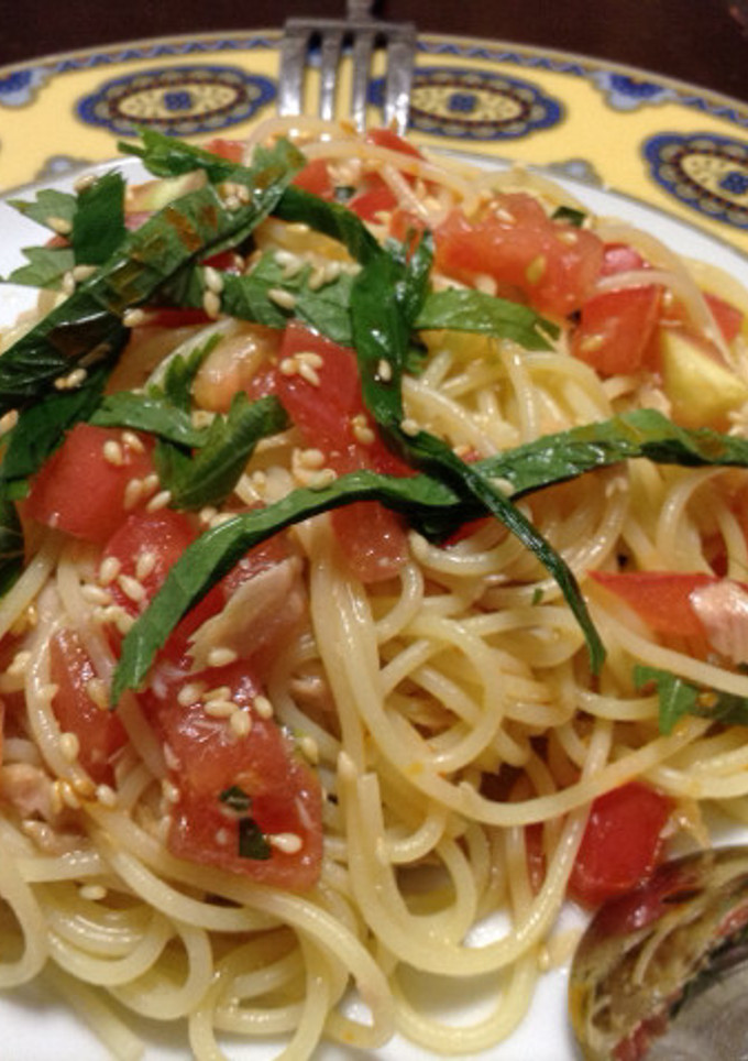 さっぱりトマトと大葉の冷製パスタ-レシピのメイン写真