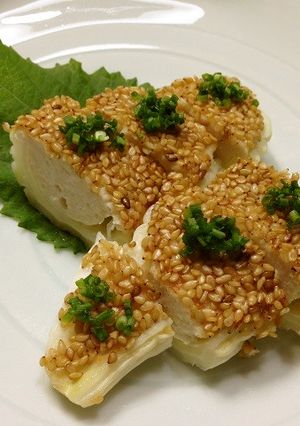 白ゴーヤの肉詰めごま焼き-レシピのメイン写真