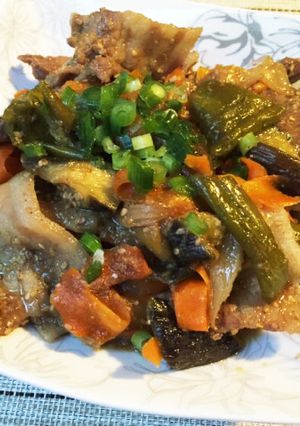 超簡単！夏野菜と肉の甘味噌煮-レシピのメイン写真