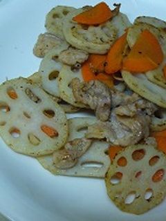 れんこんと豚肉の炒め物♪-レシピのメイン写真