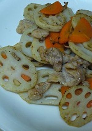 れんこんと豚肉の炒め物♪-レシピのメイン写真
