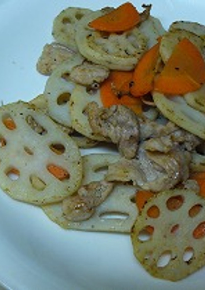れんこんと豚肉の炒め物♪-レシピのメイン写真