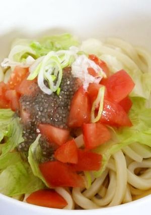 チアシードで夏バテ予防トマトサラダうどん-レシピのメイン写真
