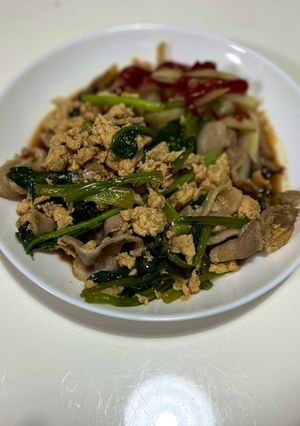 小松菜と豚肉のふわとろ炒め-レシピのメイン写真