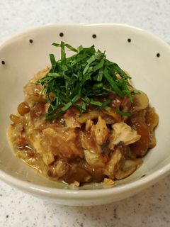 味付け要らず♪サバの味噌煮缶となめこ和え-レシピのメイン写真