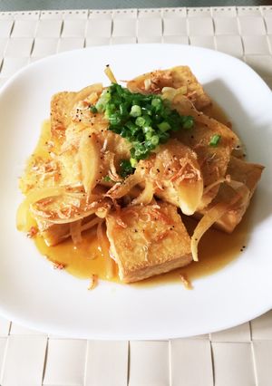 厚揚げに手作り玉ねぎドレッシングを-レシピのメイン写真