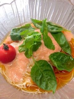 簡単!冷たい!冷凍トマトのぶっかけ素麺-レシピのメイン写真