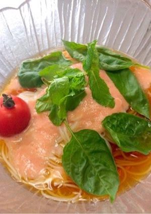 簡単!冷たい!冷凍トマトのぶっかけ素麺-レシピのメイン写真