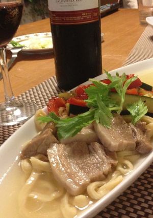 ソーキそば風　スープパスタ（手打ち麺）-レシピのメイン写真