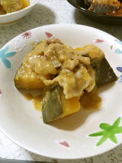 カボチャと豚の胡麻味噌煮-レシピのメイン写真