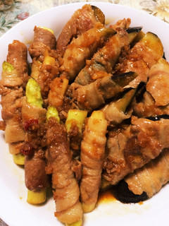 ボリューム満点!ナスとアスパラの肉巻き-レシピのメイン写真