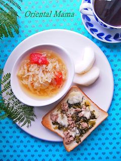 朝ごはんは、高菜ツナチーズトースト-レシピのメイン写真