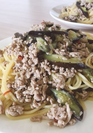 なすとひき肉の中華風パスタ(ピリ辛)-レシピのメイン写真